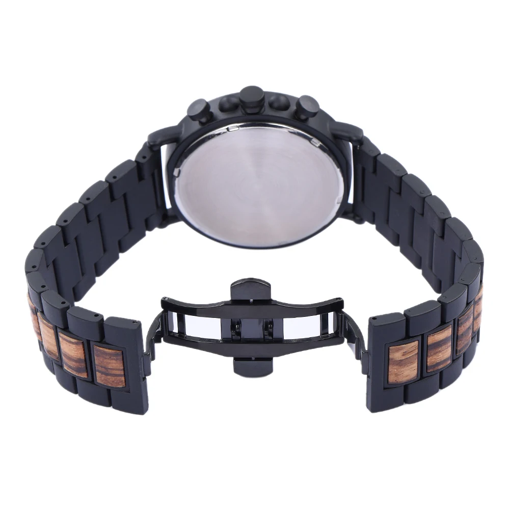 Wood Mens Watches Wholesale New Coming Quartz Japan Movement Chronograph ETA Movement Swiss Glass SEIKO 1 Piece Men Round Analog