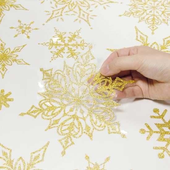 Custom High Quality Christmas Die Cut Window Wall Glitter Sticker