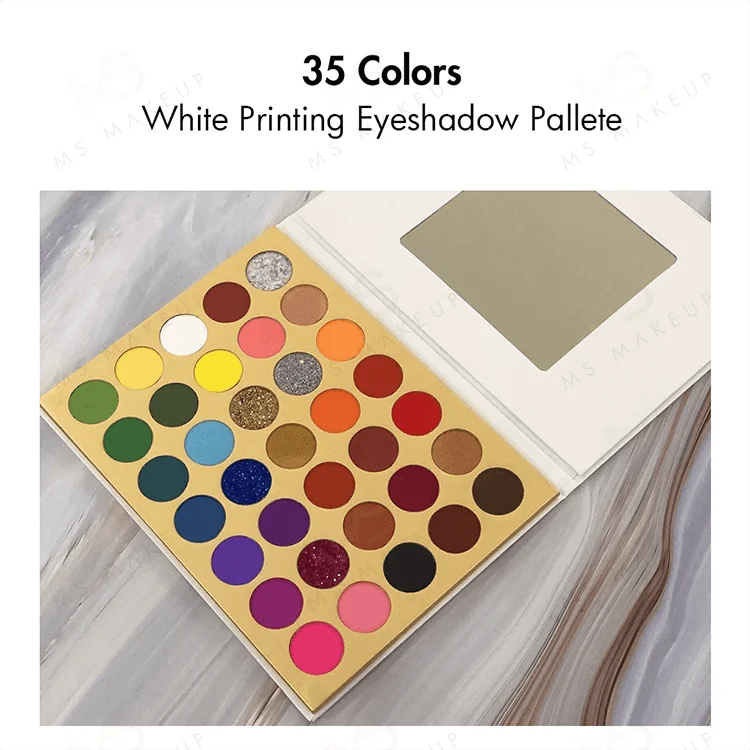 Оригинальная пигментированная палитра век для век, частная марка, белая упаковка, палитра под заказ, 35 цветов, яркая палитра теней для век телесного цвета