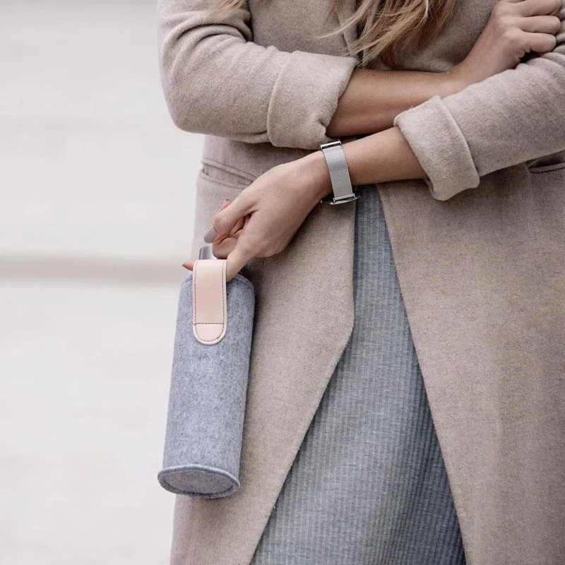 2021 Water Bottle Insulated Felt Cover glass drinking bottle protective sleeve Faux Leather Holder for hot water