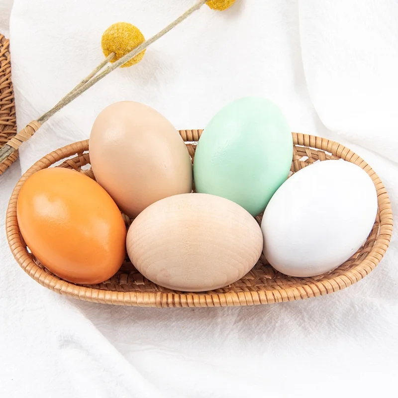 High Quality Wooden Pretend Eggs Set DIY Role Play Easter Eggs Toys Montessori Educational Toys