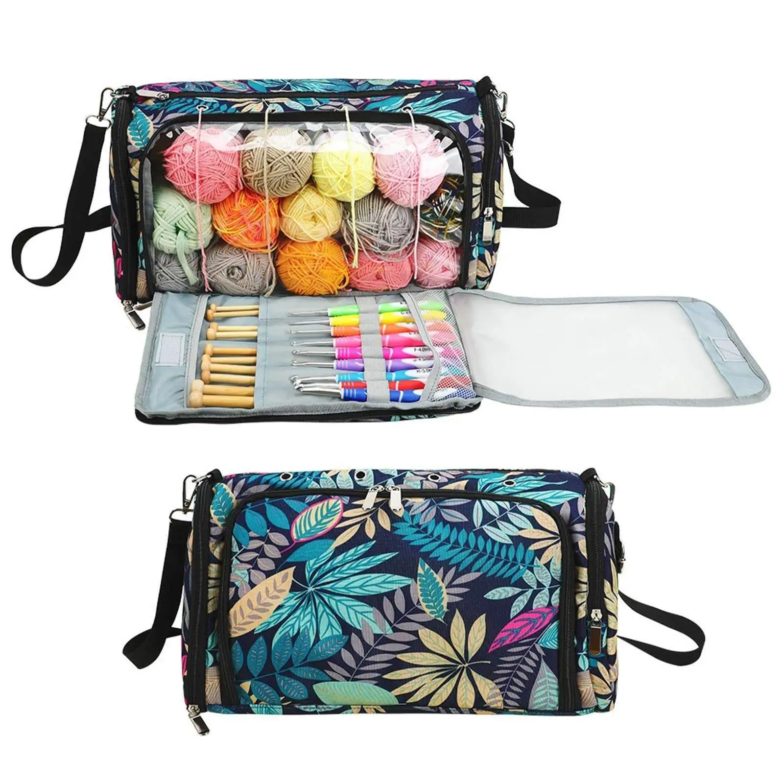 Custom Waterproof Travel Portable Crochet Knitted Needles Tote Yarn Bag Waterproof Knitting Silk Kits Sewing Tool Storage Bag