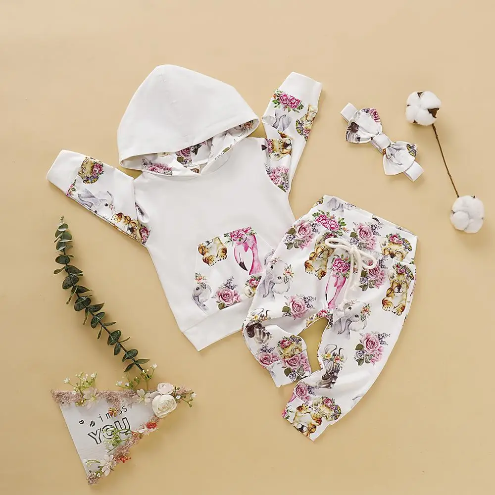 
Boys and girls white floral summer clothing kids wears children clothes set with bowtie 