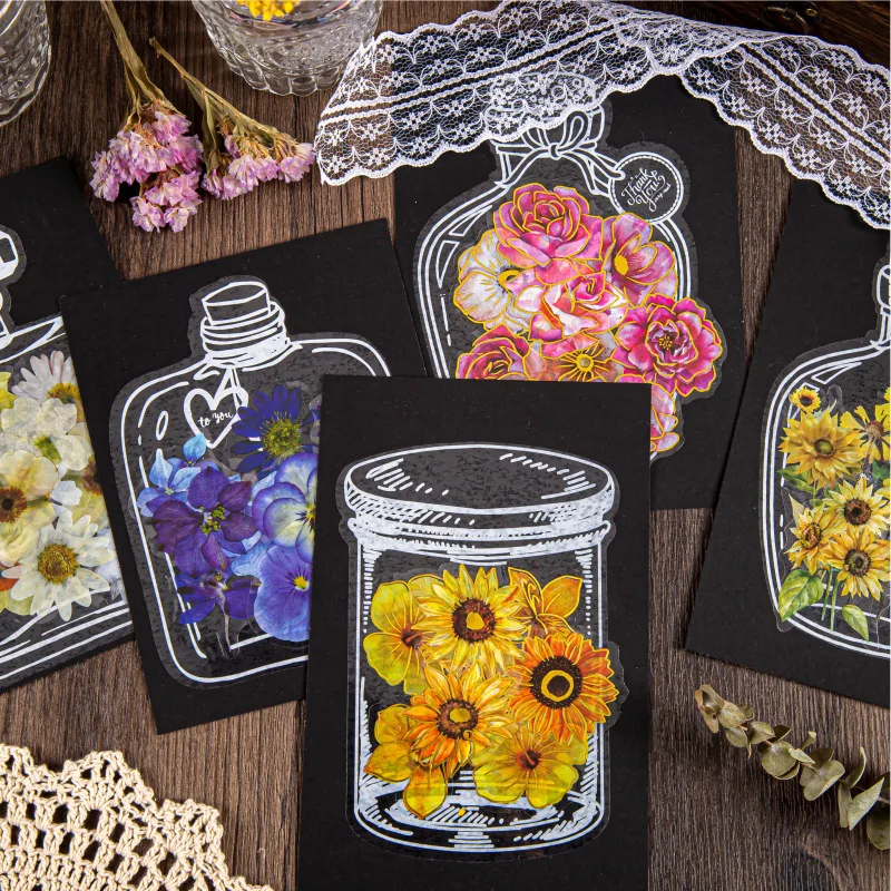 20pcs Transparent Dried Flower Bookmarks Pressed Flower Bookmark Decorative Stickers Scrapbook Decor Stickers Glassware Stickers