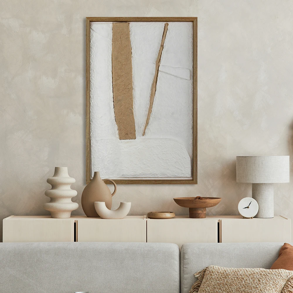 Xingcheng OEM Online Sale Abstract Geometry 3d Relief Sculpture Art Decoration Pulp Painting With Pulp