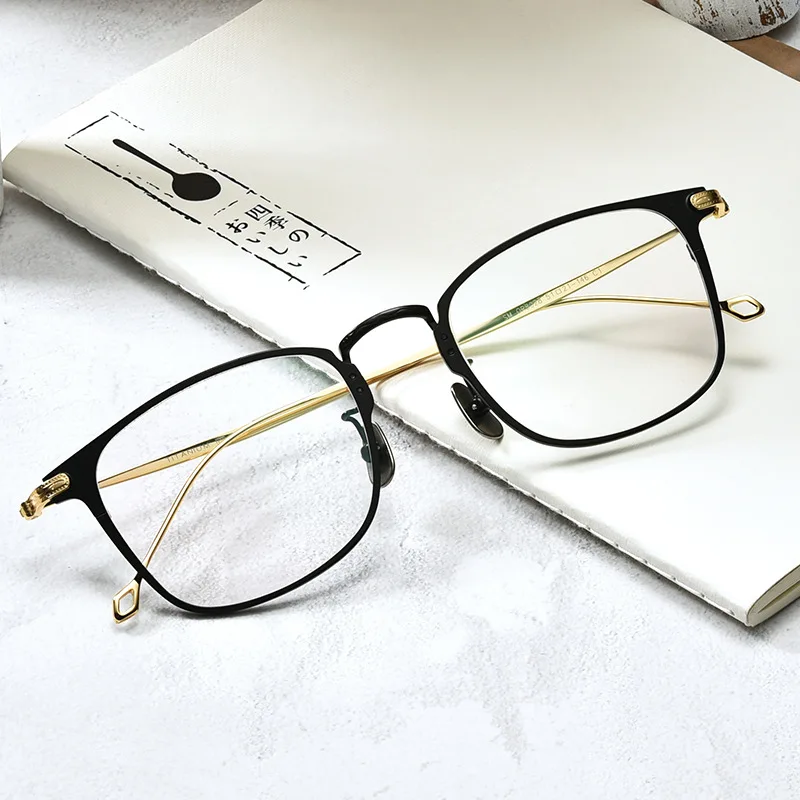 Vintage Eyeglasses Pure Titanium Frame Glasses Men Square Eyewear Classic Full Optical Prescription Eyeglasses Frames 2019