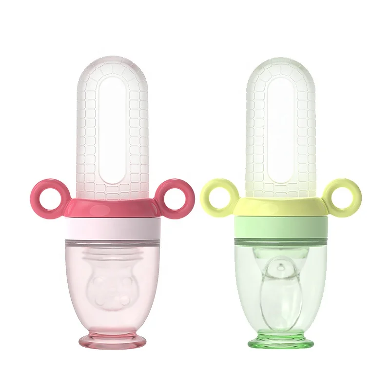 BPA Free Custom Baby Fruit Pacifier Silicon Spoon Feeder for Baby Food Feeder Bottle Baby fruit feeder with Pacifier and spoon