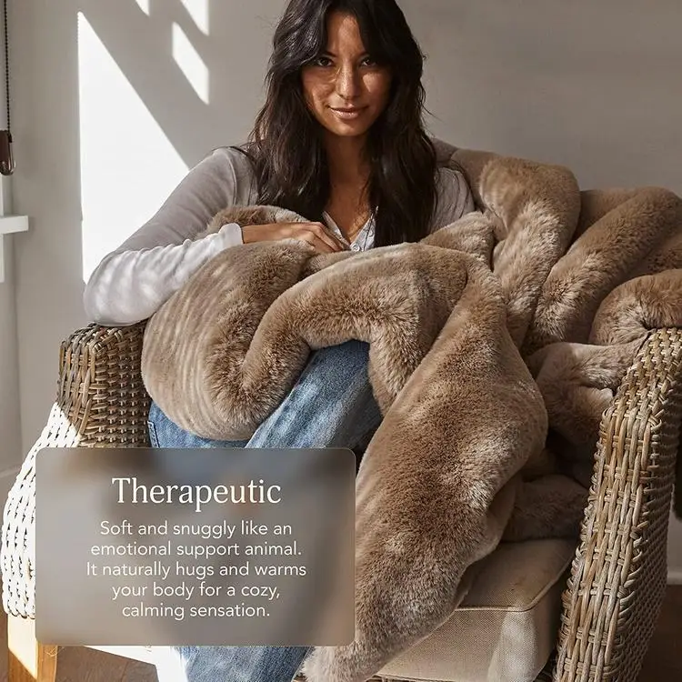 100% Polyester Faux Rabbit Fur Waterproof Blanket Faux Throw Blanket