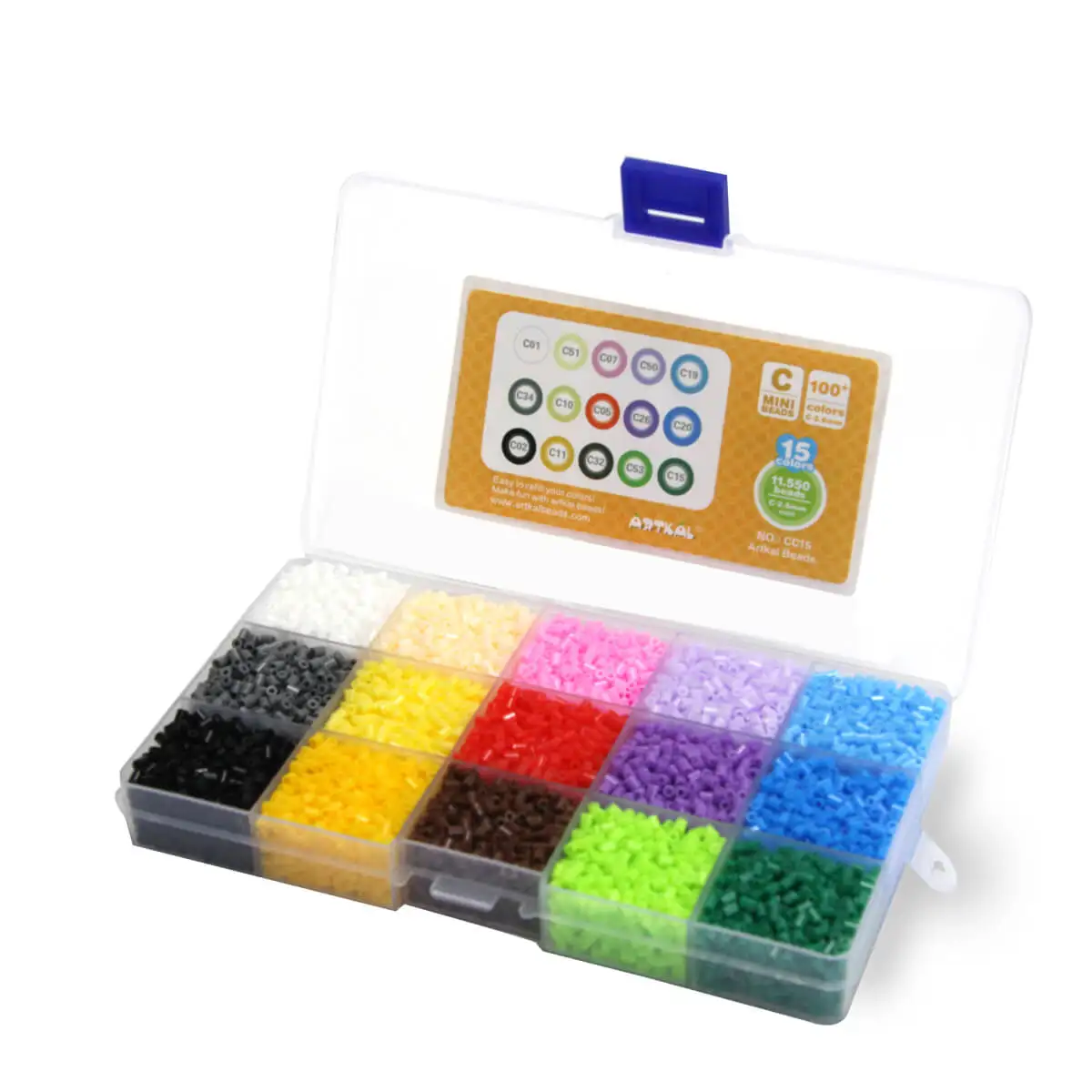 Ready To Ship 15 Colors mini artkal beads set campered with Perler Hama Beads For adult handctaft ironing 2.6mm beads artwork