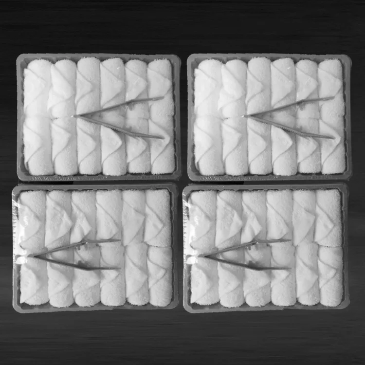 Small White Cheap Cotton Disposable Refreshing lemon wet hot  Airline Towel disposable Face Hand Towel
