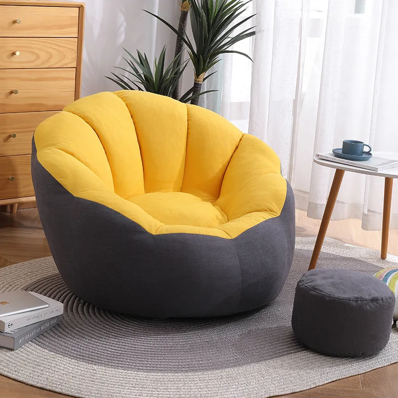 Bean Bag Lazy Sofa Super Soft White Long Fluffy Fur Bean Bag Chair with High Strong Supportive Back