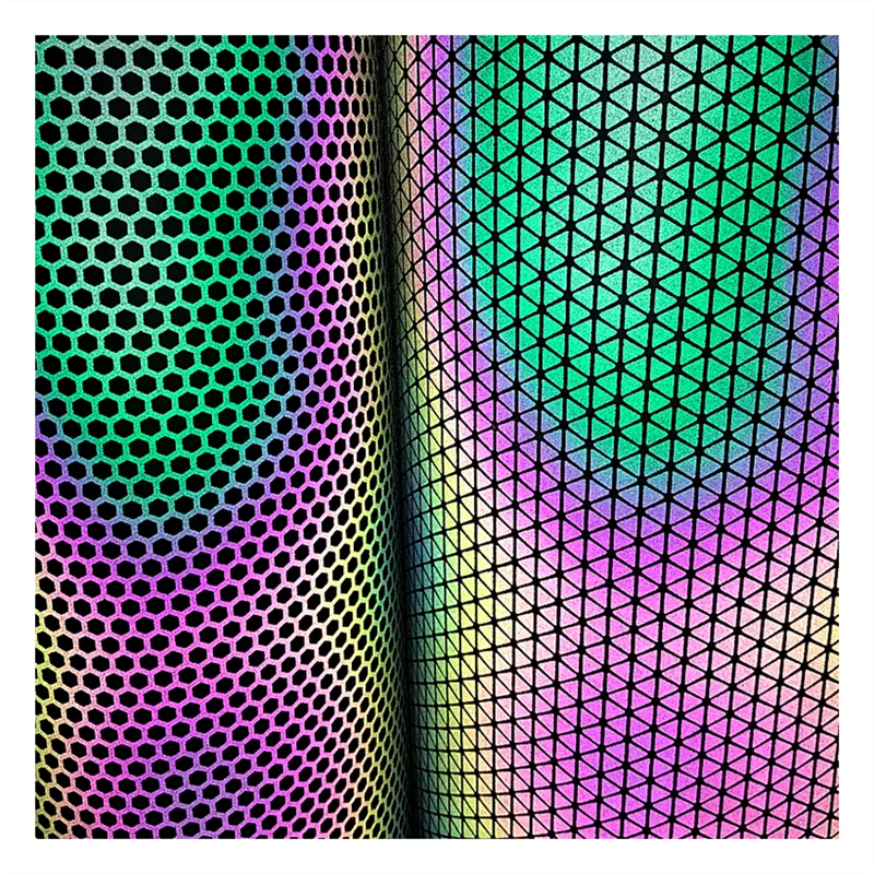 
Оптовая продажа радужной светоотражающей ткани из искусственной кожи для сумок 