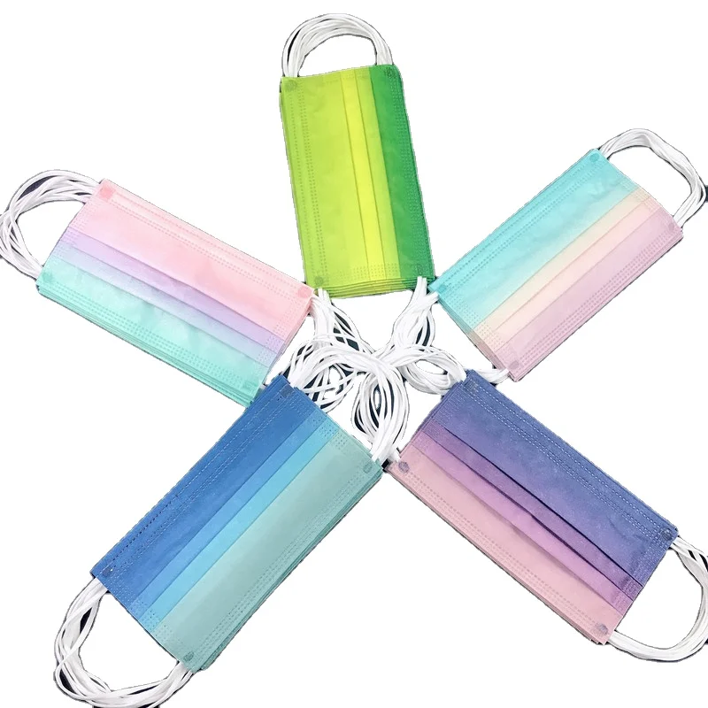 Дыхание защитный лицевой щиток 3 слоя маска таможня напечатала 3 слоя цветной одноразовый Радуга маска для лица Защитная маска