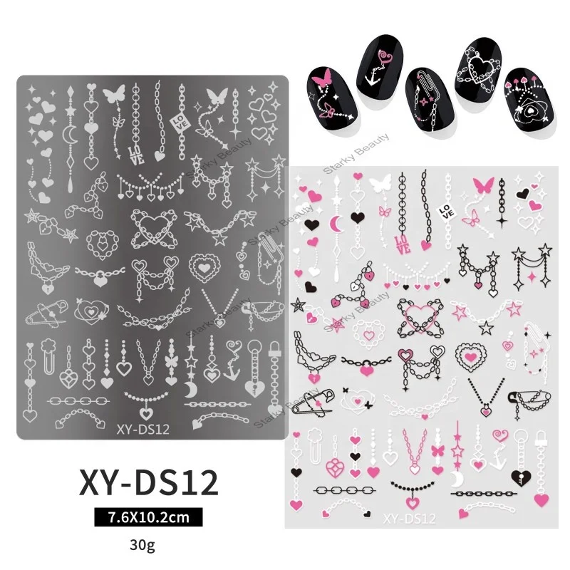 high end custom Nail Stamping Plate Metal Heat Transfer Printing Designs Nail Art Stencil Template Nail Image Plate