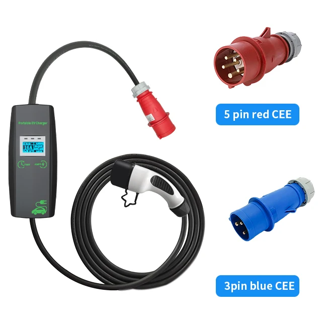 Khons G1S 7kw ev charger type 2 with blue cee 32a portable electric car charger ev charging box