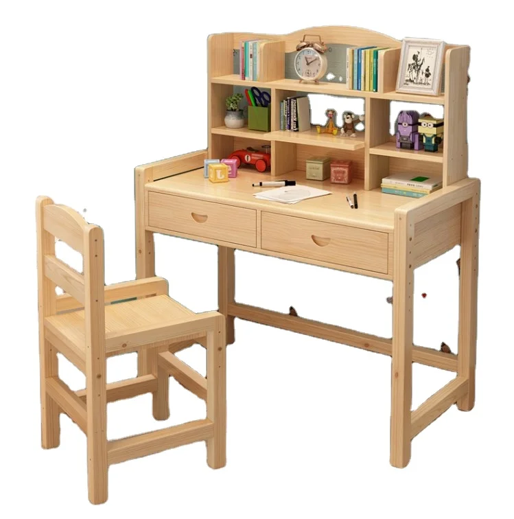 Набор письменного стола для дома простой детский учебный стол из массива дерева