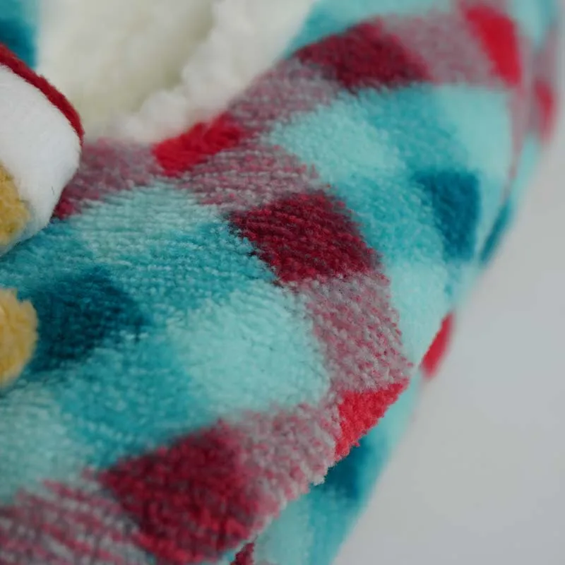 Christmas Snowman Ginger Man Coral Fleece Warm Soft Thick Sole Slides Indoor Slippers for Women