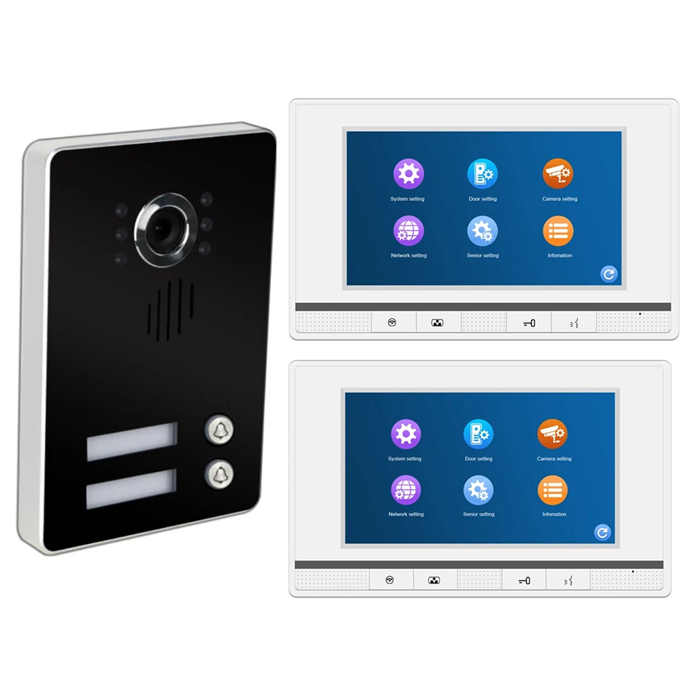 Dual Connection Method 4 Wire 2 Family AHD 1080P Smart Video Intercom WiFi Touch Screen Indoor Monitors for Two Apartments