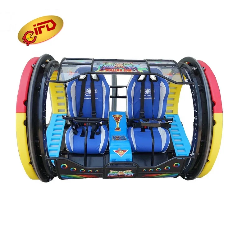 IFD Amusement Park Rides New 360 Degree Electric Leswing Happy Car Double Players Rolling Car 360 Rolling Cars