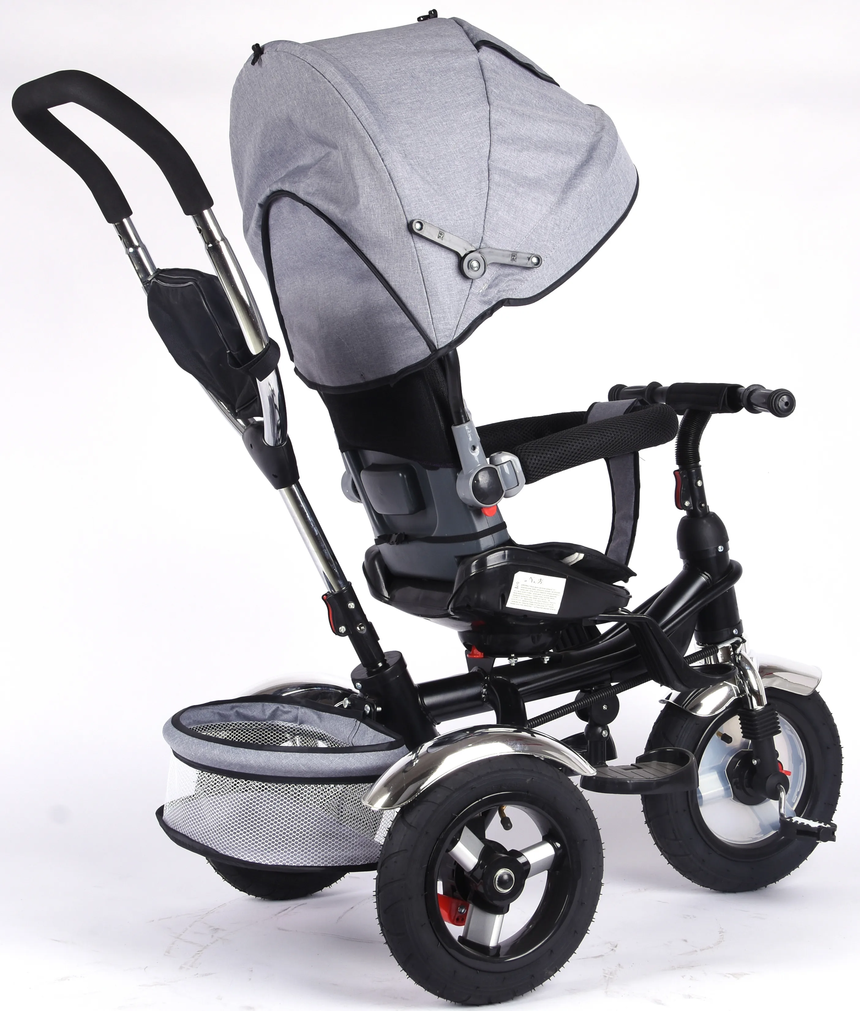 Xingtai Factory new arrivals 3 wheels children trike stroller pram bike  rickshaw twin baby tricycle 4 in 1 for kids