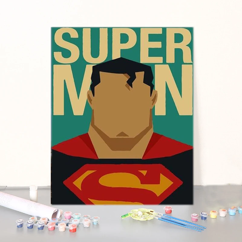 High Quality Super Hero painting by numbers Custom Home Decoration Colorful Portrait Oil Painting DIY Canvas Painting by Numbers