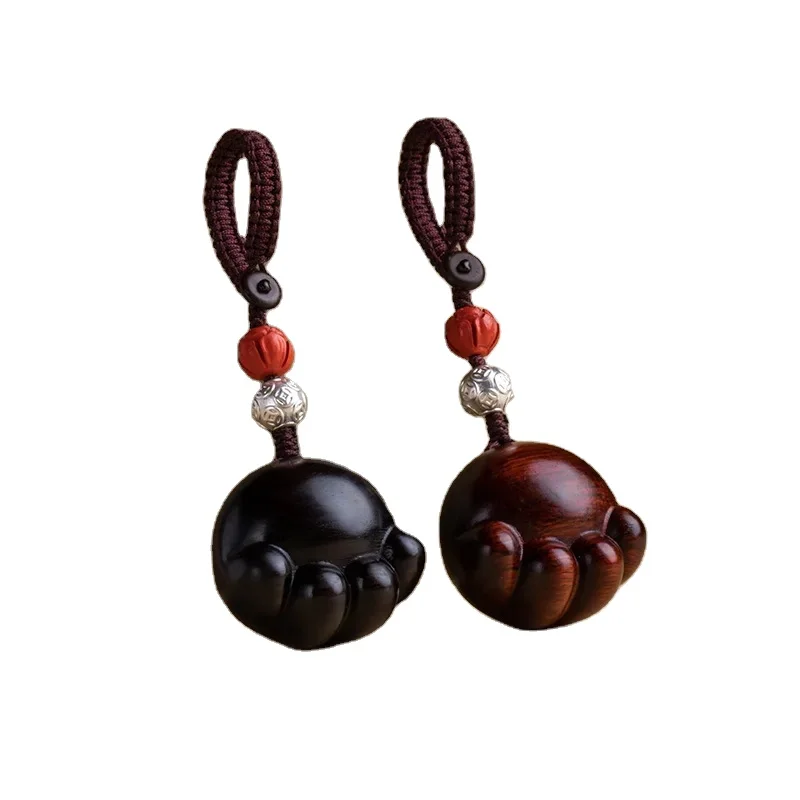 Wooden Kawaii Car Key Chains Cute Sandalwood Paw Animal Mobile Phone Keychain Men Moto Amulet Keyring Accessories