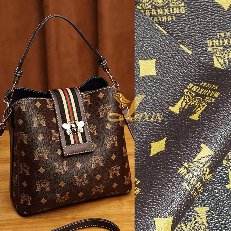 New fashion Pvc Pu Polyester Leather Fabric Print For Bags Printing Designs Fabric Bag