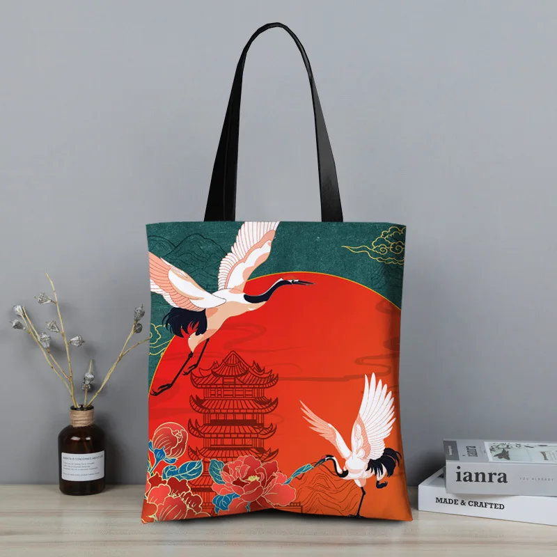 Custom Canvas Shoulder Bag Chinese Style Leisure Large Capacity Backpack Female National Style Canvas Tote Bag