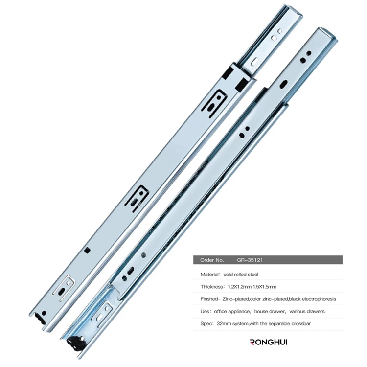 Factory Hot-Sale 35MM Three-Section Soft Close Slide Drawer Ball Bearing Cabinet Drawer Slide