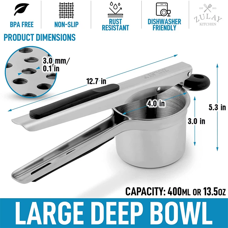 potato press stainless steel professional masher pink pioneer woman high quality spoon spring square holes potato masher ricer