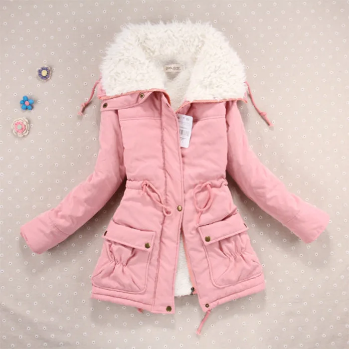 Autumn Winter Warm Jackets Fur Collar Coats Female Long Women Parka