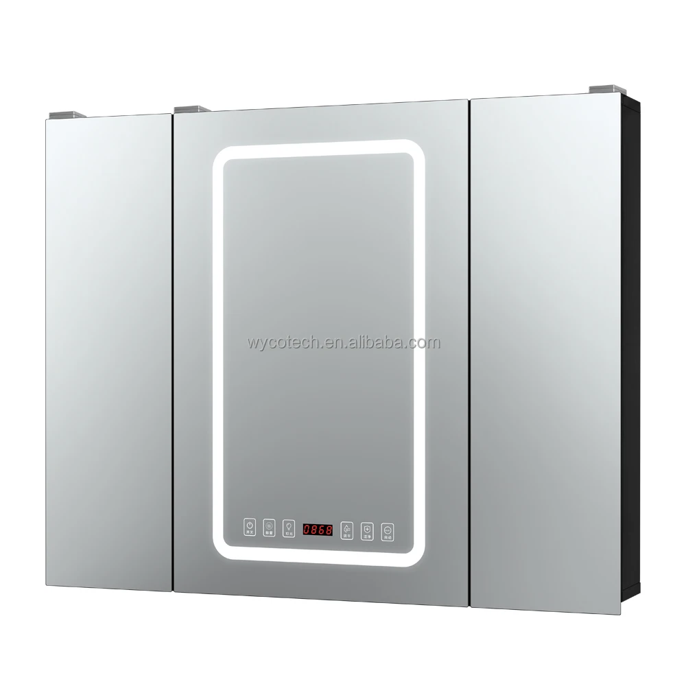 Towel Dry and Disinfection Function Wall Mounted Smart Mirror Cabinet w/h Light Defogging Bathroom Mirror Storage Box Cabinet