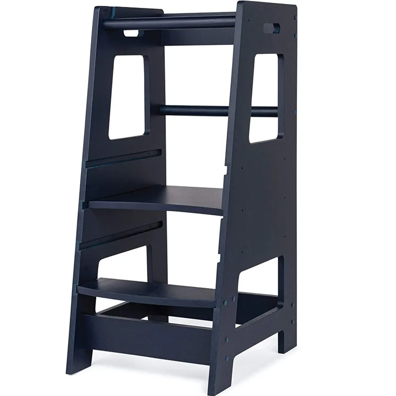 Modern Design Adjustable Wooden Step Stool Chair for Kids Standing Tower for School Kitchen Counter Toddler Step Stool