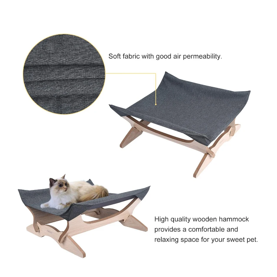 Hammock hanging swing pets floors wood handmade cat hammock small pet bed