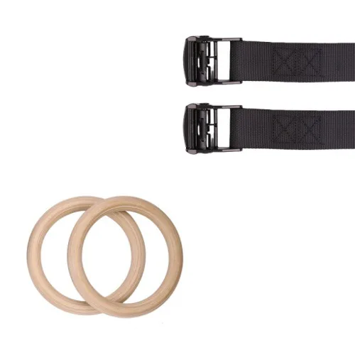 YangFit High Quality Customized Logo Fitness Gymnastic For Gym Wooden Ring Suspension Trainers
