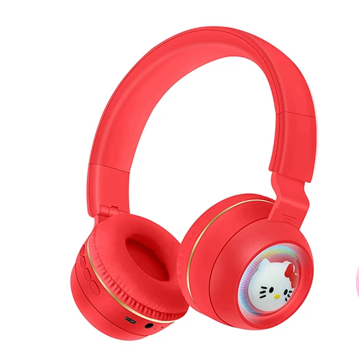 fashion Hot Selling AH-908D Wireless Headband Bluetooth led overhead headphones for Hello kitty