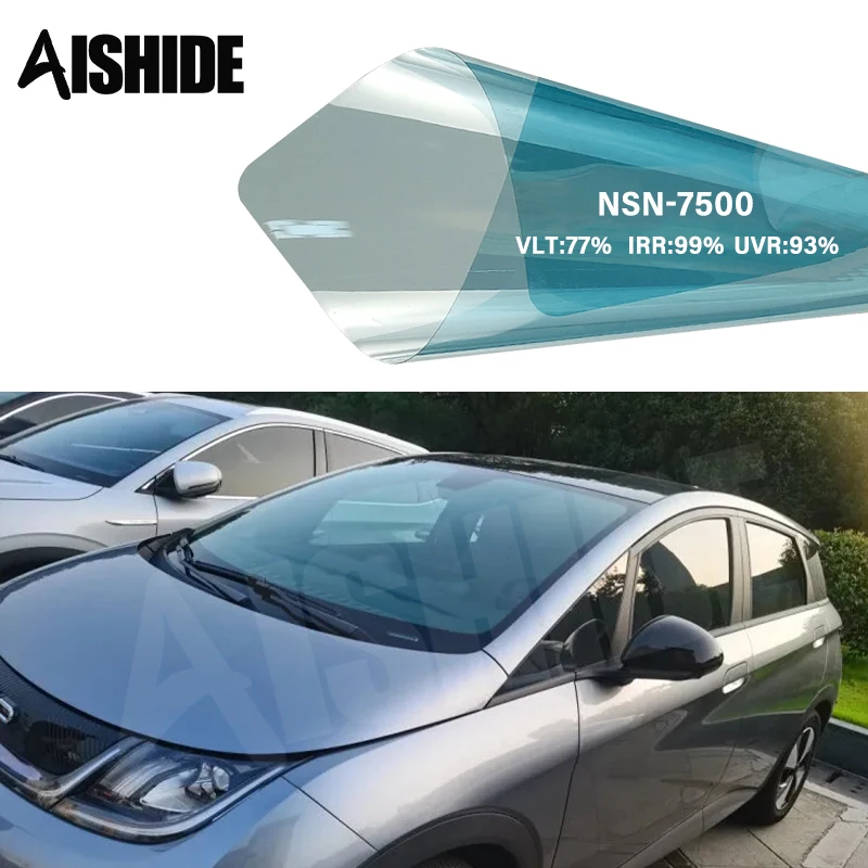 Aishide Automotive Nano Ceramic High Privacy Film 77%VLT NSN-7500 High Thermal Insulation Window Glass Tinting Film For Car