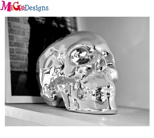
OEM Top Fashion special Electroplate Ceramic human skeleton piggy Bank Money box for adults decor 