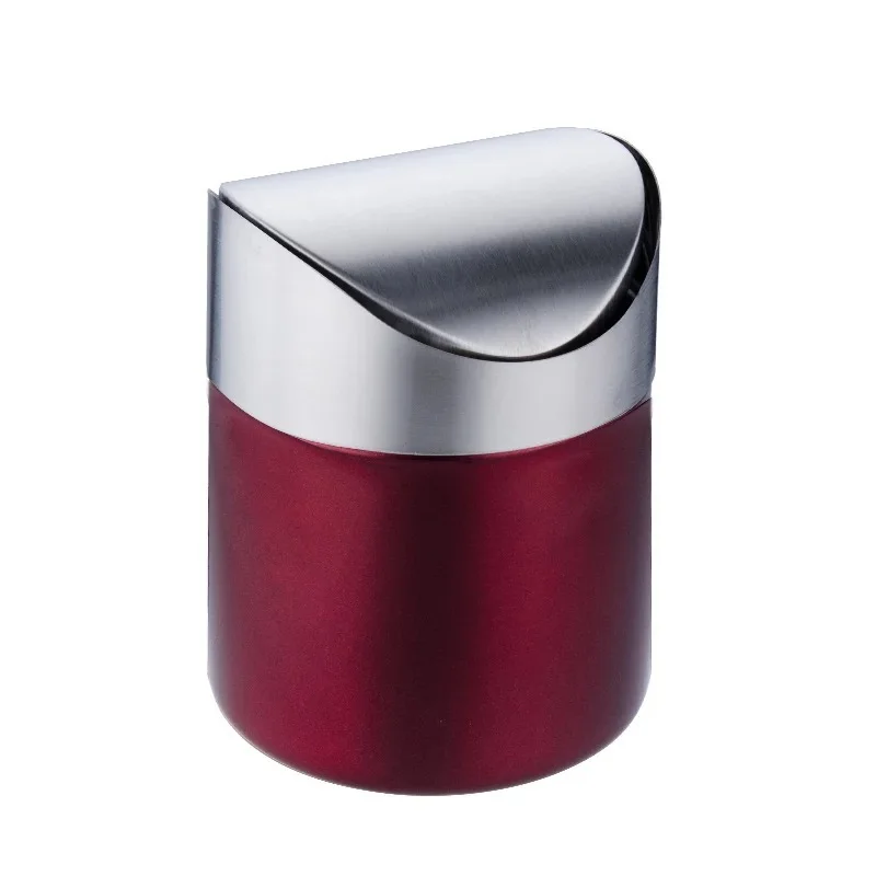 Household Storage Bucket Stainless Steel Desktop Trash Can Car Mini Trash Can