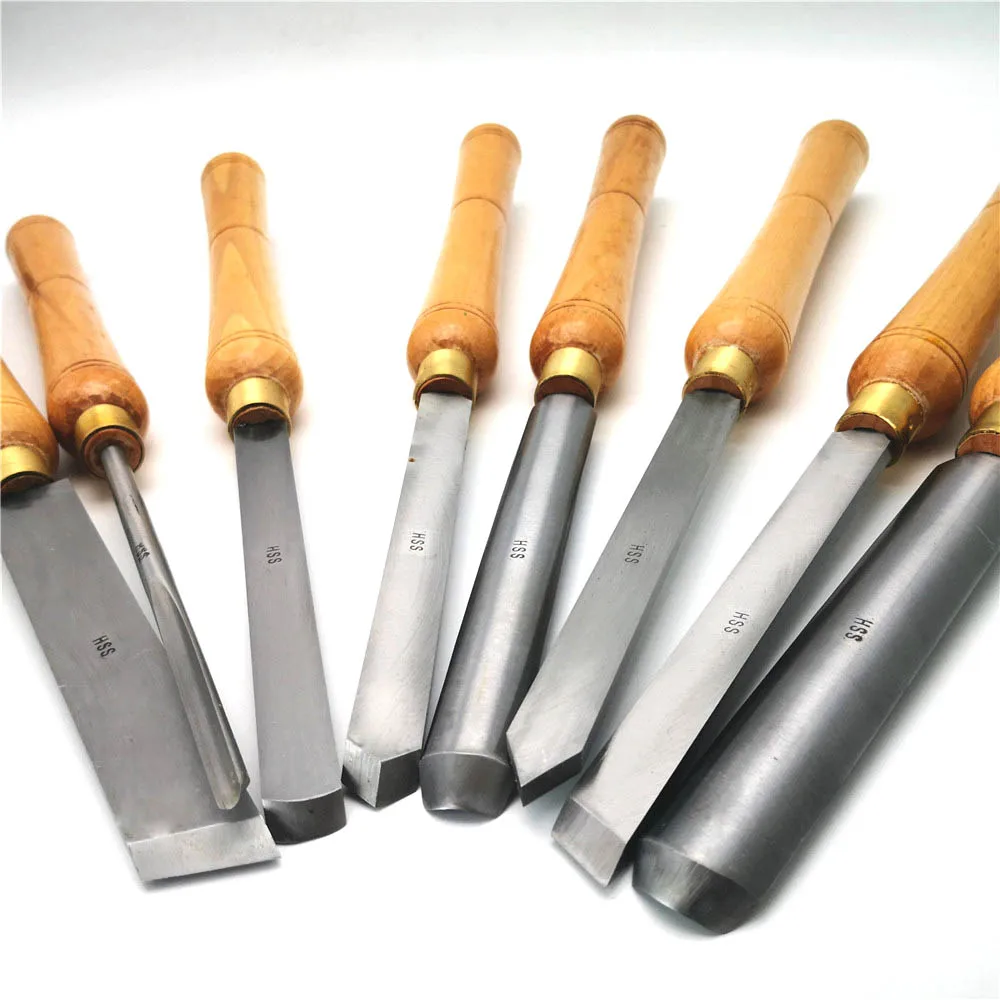 HSS High Speed Steel Wood Carving Chisel Lathe Turning Wood Tools With Sharpen Grinder Oil-stone