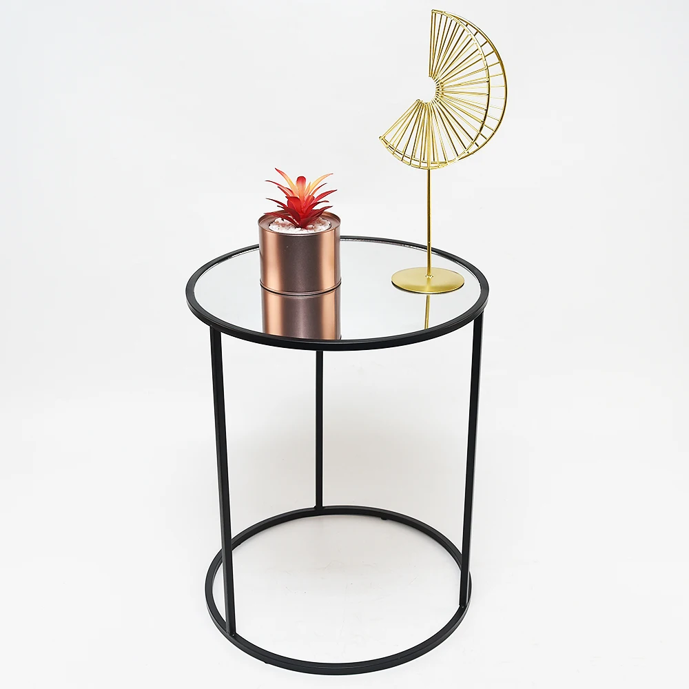 Nordic minimalist new design multifunctional bedside table Cheap metal small metal mirrored  round side table