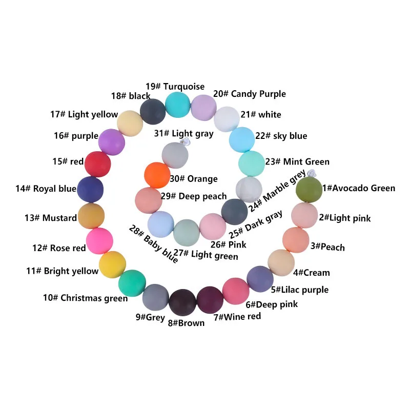 Amazon Hot Sale 15mm Soft Round Silicone Beads For Teething Chew Teether Baby Necklace Beads Jewelry Accessories