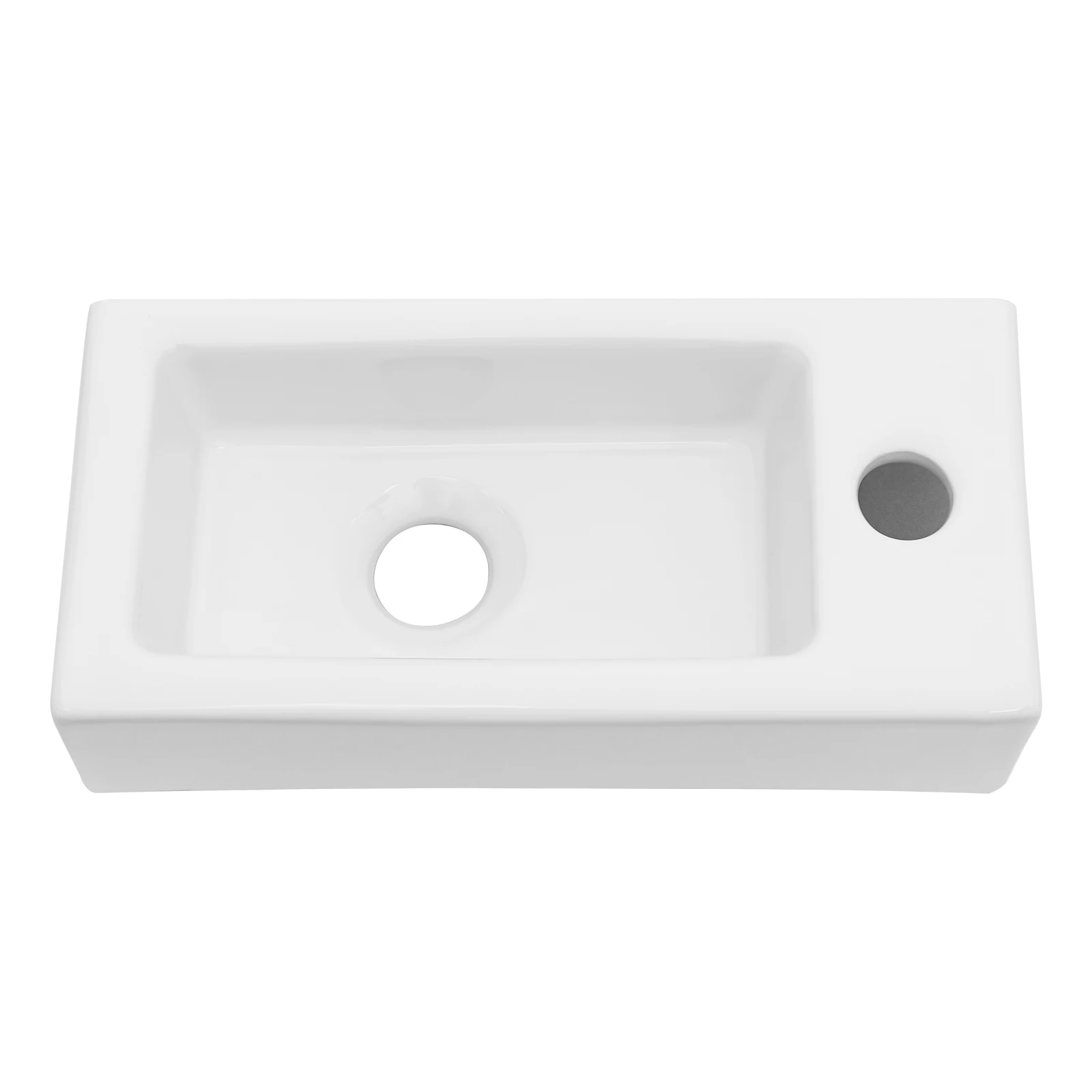 15 inch Small Bathroom Sink Wall Mounted Bathroom Sink Rectangle Ceramic Wash Basin Right Hand (Right Hand)