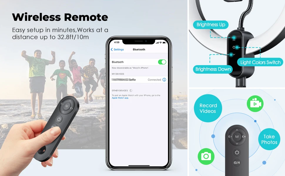 Bluetooth Control Led Selfie Ring Light with Adjustable Tripod Stand Live Streaming Equipment Floor Light for Youtube Tiktok