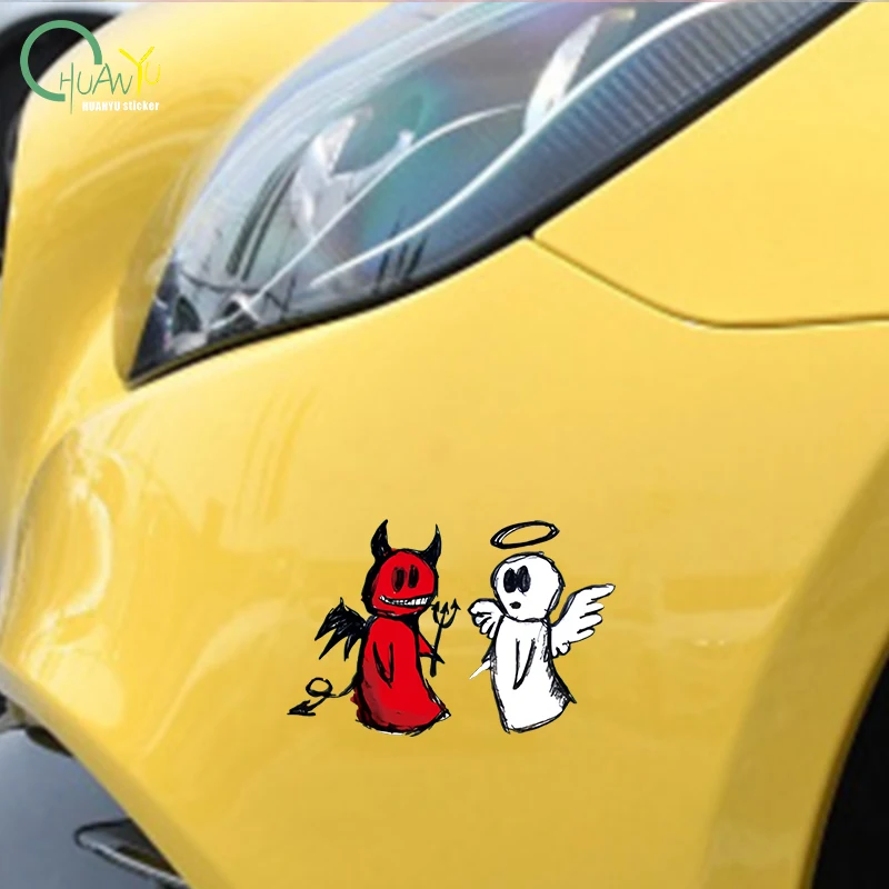 Cartoon Hand-Drawn Angel and Demon Hollow Body Stickers for Cars Motorcycles Electric Vehicles Waterproof Design