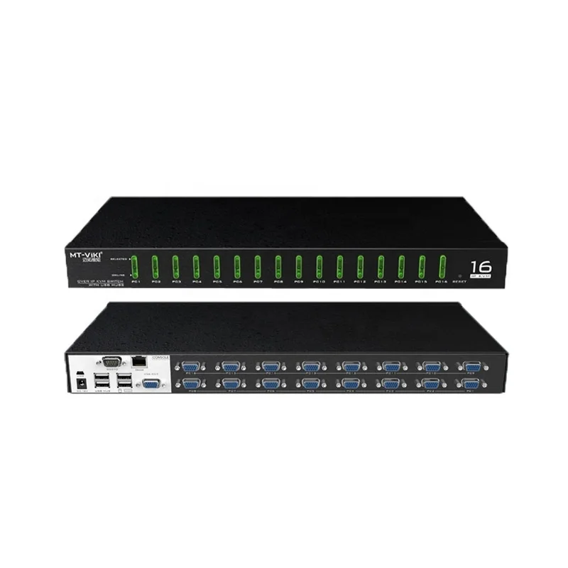 KVM Switch Mt-Viki Server Cabinet Auto Usb 16 Port Vga Remote Network Ip Kvm Switch For Surveillance Console