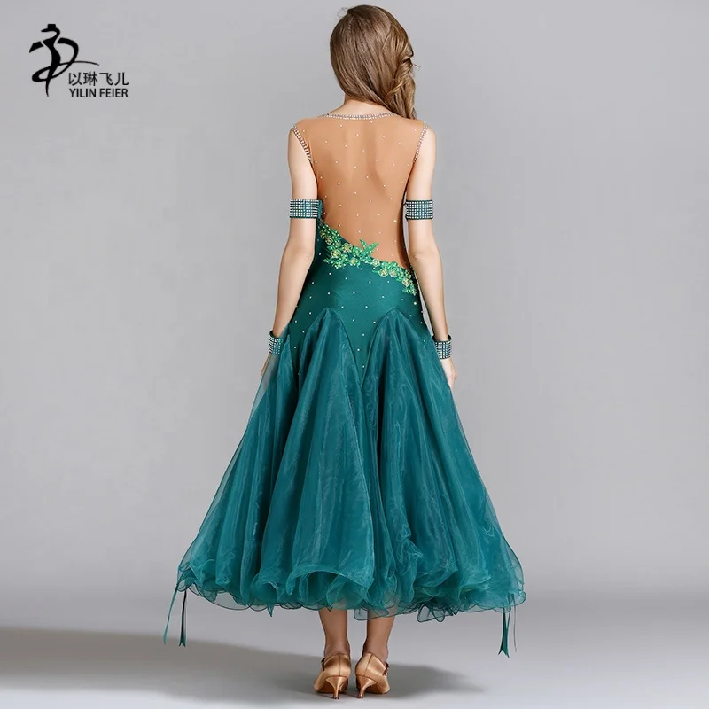 7 видов цветов Длинные бальные платья конкурс стандарт Современные Бальные Вальс платье светящийся