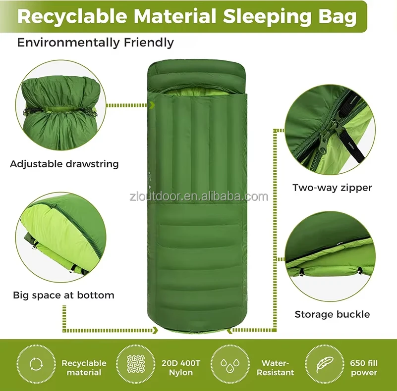 Ultralight Down Sleeping Bag Camping Blanket Duck Down Stuffed 4 Season Inflatable Sleeping Pad Topquilt Down Sleeping Bag