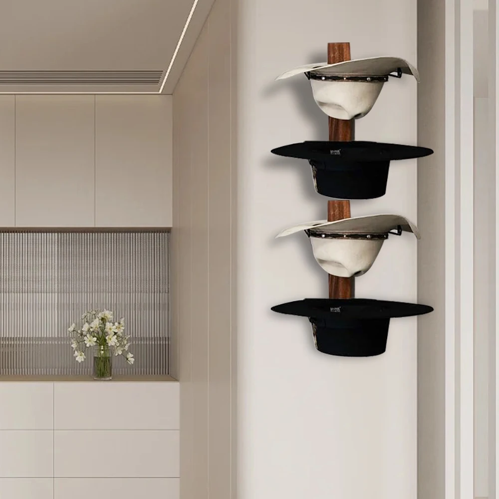 Stackable Display Rack 6 pcs Hat Rack for Baseball Caps, Wall Mounted Wooden