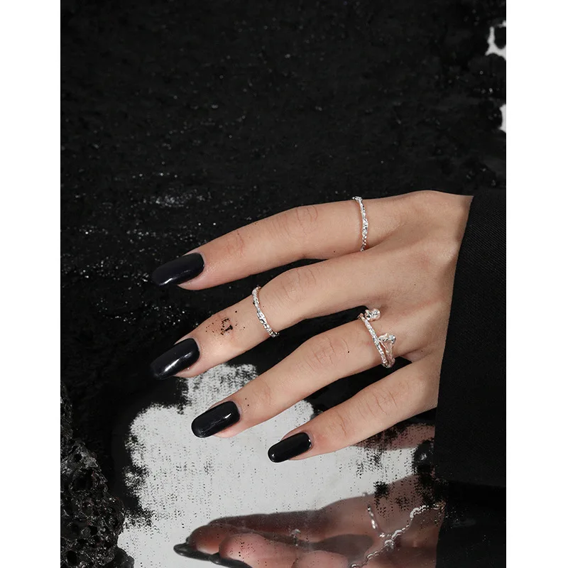 Fashion Jewelry Silver and Tin Foil Texture S925 Sterling Silver Open Adjustable Ring  for Women Gift